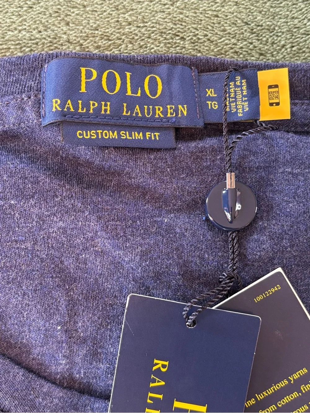 Ralph Lauren Navy Blue Crewneck T-Shirt w/Embroidered Pony, NWT, Size: XL (6518)